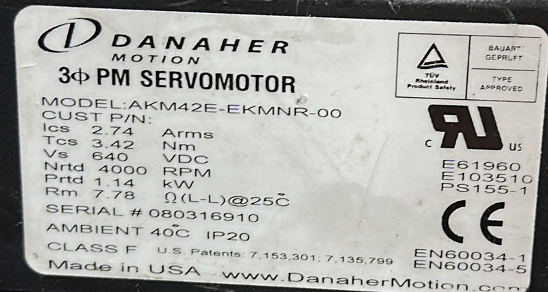 DANAHER SERVOMOTOR AKM42E-EKMNR-00