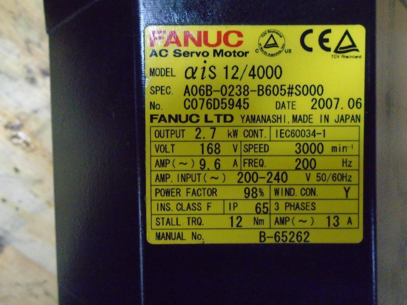 FANUC AC SERVO MOTOR A06B-0238-B605