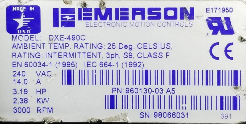 EMERSON MOTOR DXE-490C