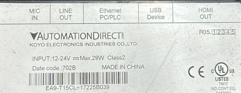 AUTOMATION DIRECT SCREEN EA9-T15CL-17225B039