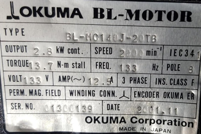 OKUMA MOTOR   BL-MC140J-20TB