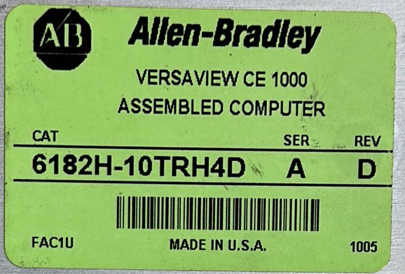 ALLEN BRADLEY VERSAVIEW CE 1000 ASSEMBLED COMPUTER 6182H-10TRH4D SER A REV D