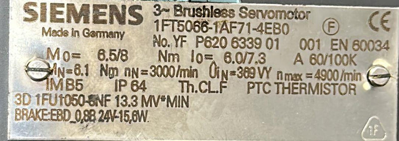 SIEMENS SERVOMOTOR 1FT5066-1AF71-4EB0