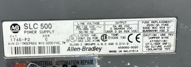 ALLEN BRADLEY 1746-P2 SERIES C PLC POWER SUPPLY