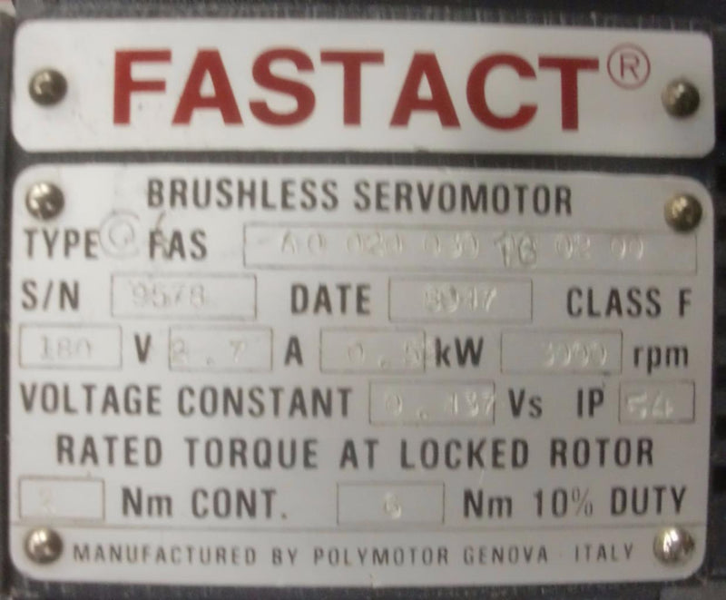 FASTACT BRUSHLESS SERVO MOTOR A0020030160200