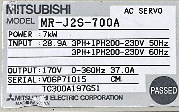 MITSUBISHI AC SERVO DRIVE MR-J2S-700A