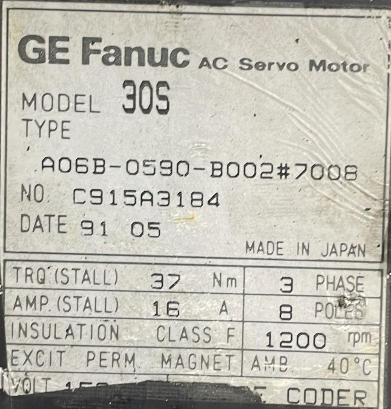 FANUC AC SERVO MOTOR A06B-0590-B002