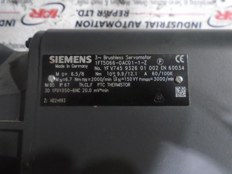 SIEMENS AC SERVO MOTOR  1FT5066-0AC01-1-Z