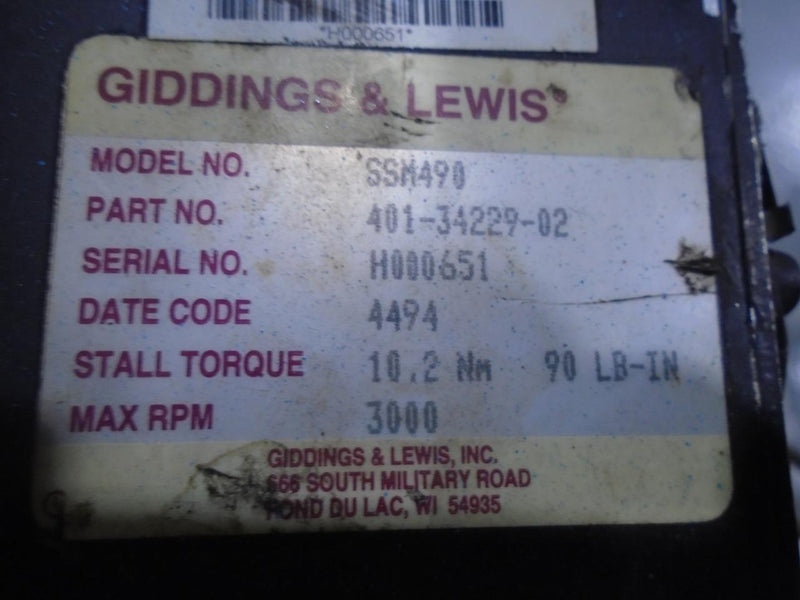 GIDDINGS AND LEWIS MOTOR SSM490