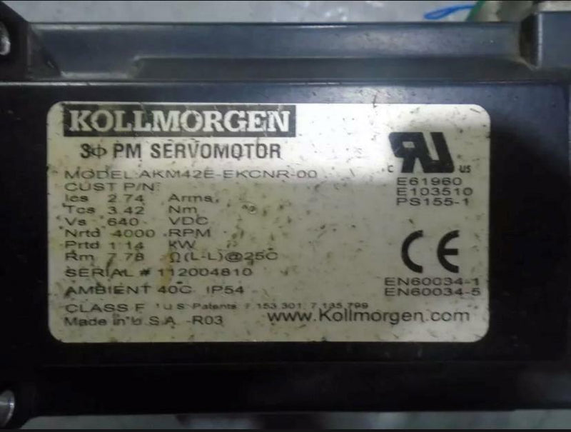 KOLLMORGEN PERMANENT MAGNET SERVO MOTOR AKM42E-EKCNR-00