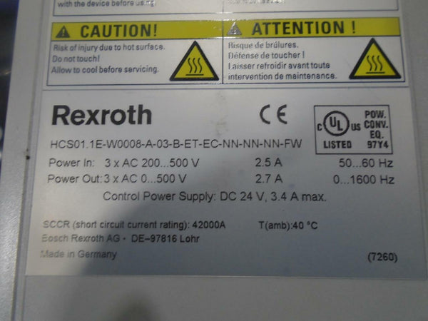 REXROTH DRIVE HCS01.1E-W0008-A-03-B-ET-EC-NN-NN-NN-FW