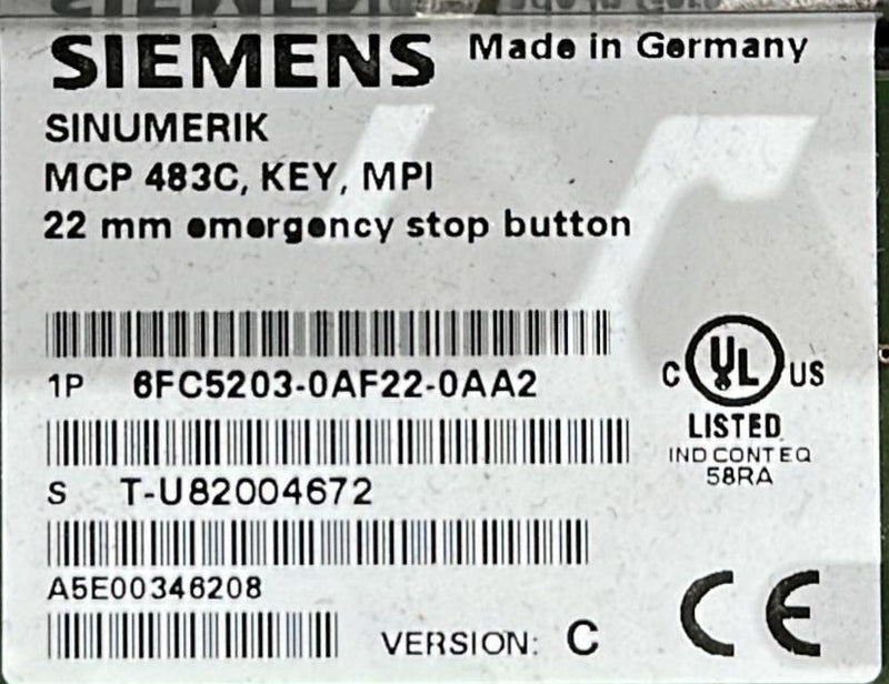 SIEMENS OPERATOR PANEL 6FC5203-0AF22-0AA2