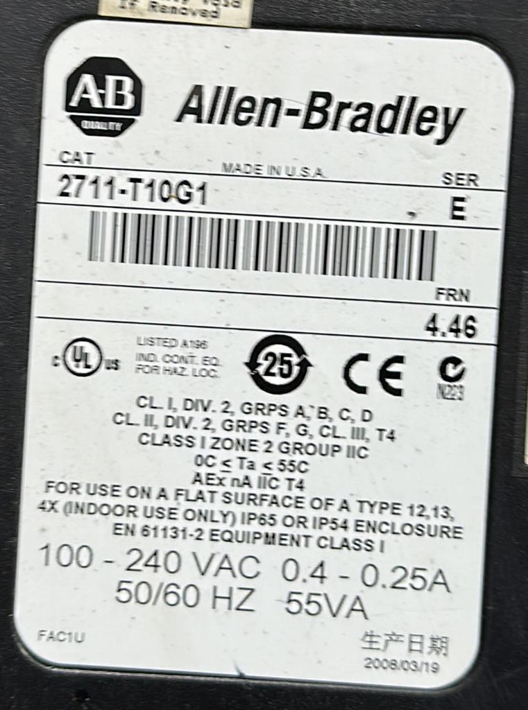 ALLEN BRADLEY PANELVIEW 1000    2711-T10G1   SER E