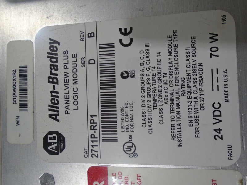 ALLEN BRADLEY PANELVIEW PLUS 2711-RP1 SER: D REV:B