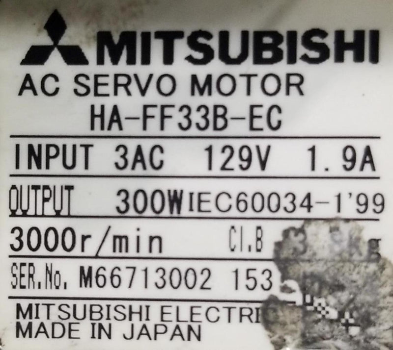 MITSUBISHI AC SERVO MOTOR HA-FF33B-EC