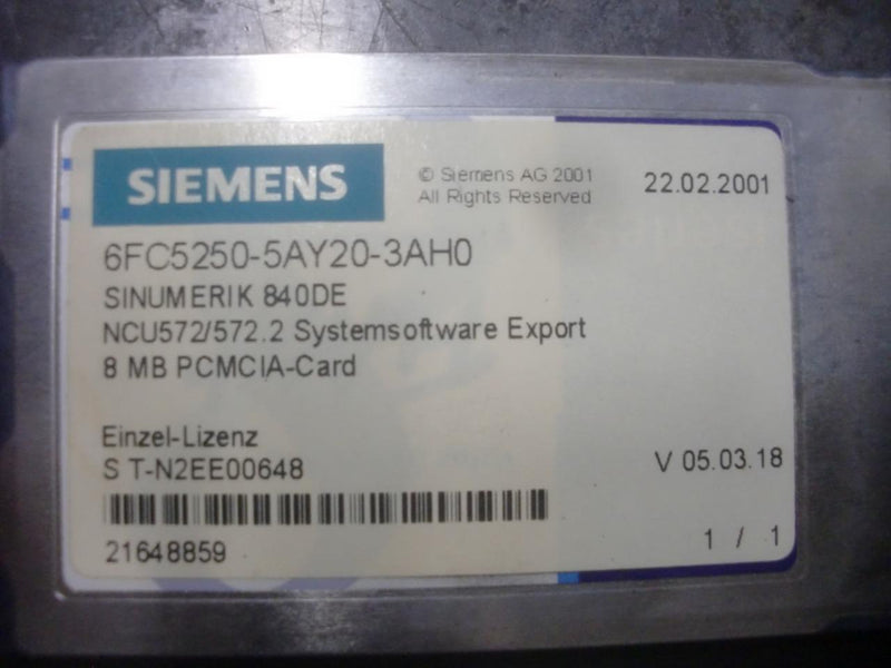 SIEMENS SINUMERIK (CARD) 6FC5250-5AY20-3AH0