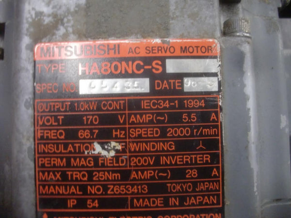 MITSUBISHI AC SERVO MOTOR	HA80NC-S