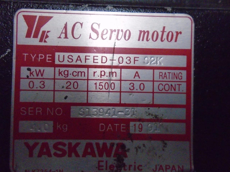 YASKAWA AC SERVO MOTOR  USAFED-03F S2K