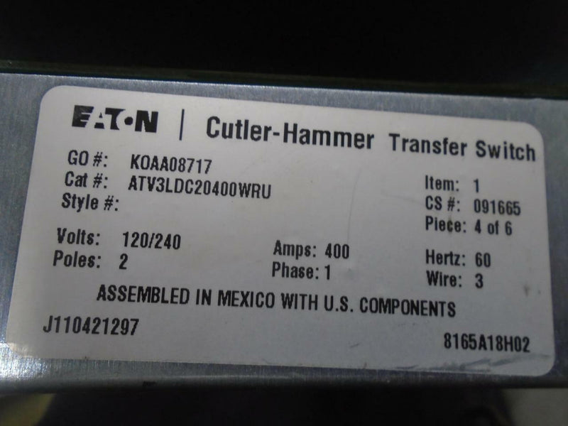 EATON CUTLER HAMMER SWITCH ATV3LDC20400WRU