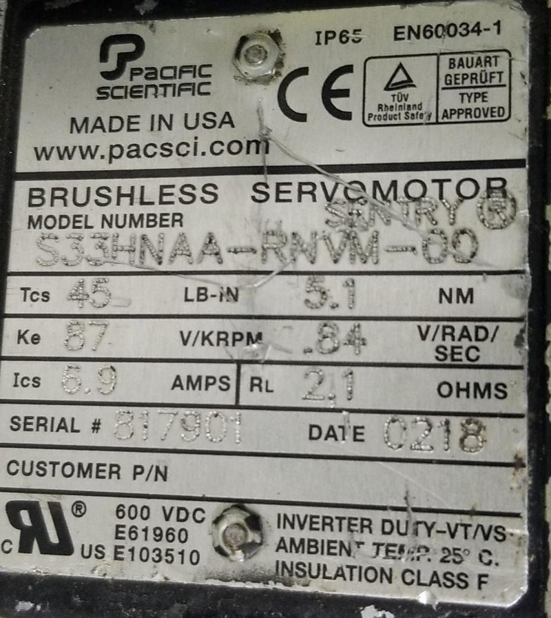 PACIFIC SCIENTIFIC MOTOR S33HNAA-RNVM-00