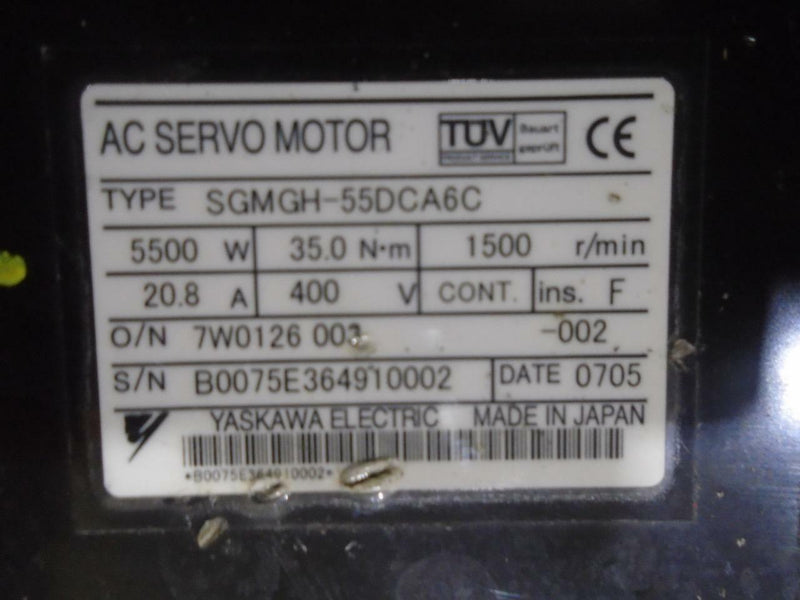 YASKAWA AC SERVO MOTOR	SGMGH-55DCA6C