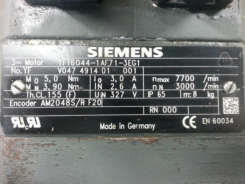 SIEMENS SERVOMOTOR 1FT6044-1AF71-3EG1