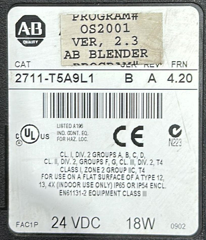 ALLEN BRADLEY PANELVIEW 550    2711-T5A9L1   SER B REV A