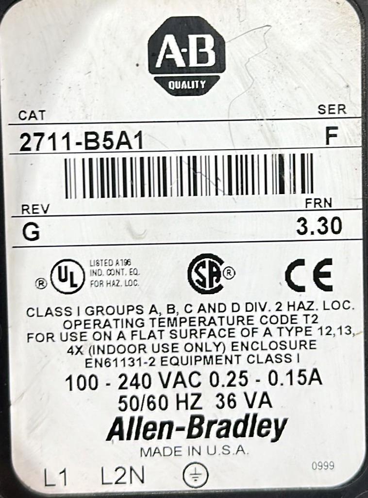 ALLEN BRADLEY PANELVIEW 550  2711-B5A1 SER F   REV G