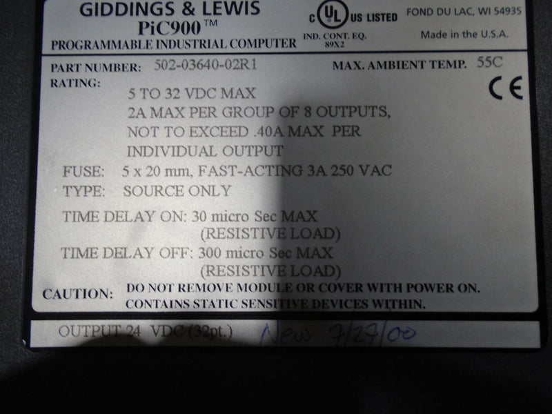 GIDDINGS & LEWIS PiC 900 502-03551-03